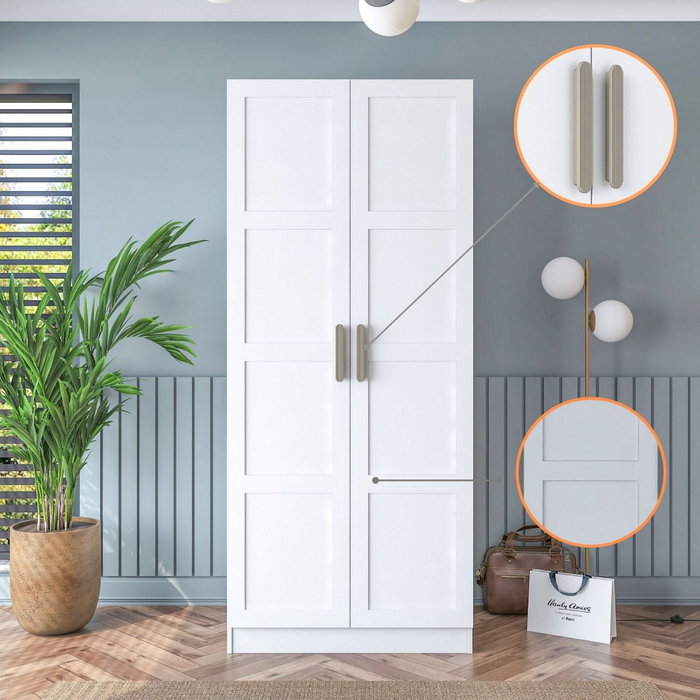 Hanah Home Armario Blanco con Estanterías Hanah Home Armario Blanco con Estanterías
